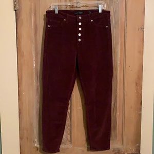 Lucky Brand Bridgette Skinny Maroon Ankle Corduroy